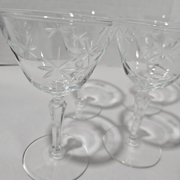 4 Libbey Candlelight Champagne Coupe Glasses 6” cocktail cut glass starlight sta - Picture 3 of 7